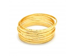 Brass Gold Oxidized Plated Hammered Metal Single Bangles- A1B-4019