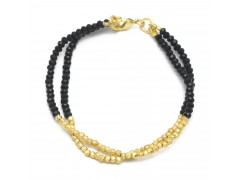 Brass Gold Plated Black Onyx Gemstone Bracelets- A1B-634