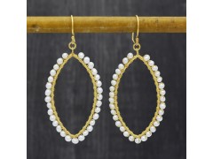 925 Sterling Silver Gold Plated Pearl, Amethyst Gemstone Dangle Earrings- A1E-1202