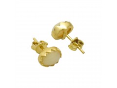 925 Sterling Silver Gold Plated Opal Gemstone Stud Earrings- A1E-4768