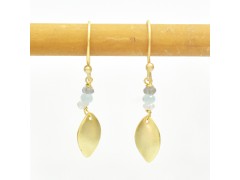 925 Sterling Silver Gold Plated Labradorite, Aqua Chalcedony, Rainbow Gemstone Dangle Earrings- A1E-5297