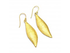 925 Sterling Silver Gold Plated Hammered Metal Dangle Earrings- A1E-9403