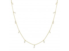 925 Sterling Silver Gold Plated Pearl Gemstone Chain Necklaces- A1N-1249