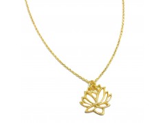 925 Sterling Silver Gold Plated Lotus Pendant Necklaces- A1N-327