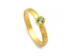 925 Sterling Silver Gold Plated Peridot Gemstone Hammered Rings- A1R-1129