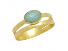 925 Sterling Silver Gold Plated Amazonite Gemstone Rings- A1R-5112