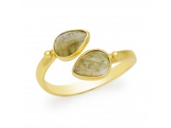 925 Sterling Silver Gold Plated Labradorite Gemstone Adjustable Rings- A1R-5492
