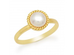 925 Sterling Silver Gold Plated Pearl Gemstone Rings- A1R-8534