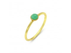 925 Sterling Silver Gold Plated Green Chalcedony Gemstone Rings- A1R-9379
