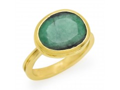 925 Sterling Silver Gold Plated Emerald Gemstone Rings- A1R-9564
