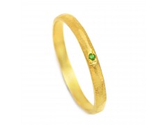 925 Sterling Silver Gold Plated Green CZ Gemstone Rings- A1R-9589