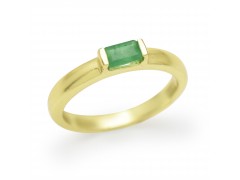 925 Sterling Silver Gold Plated Emerald Gemstone Rings- A1R-9685