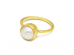 925 Sterling Silver Gold Plated Pearl Gemstone Rings- CDR-1932